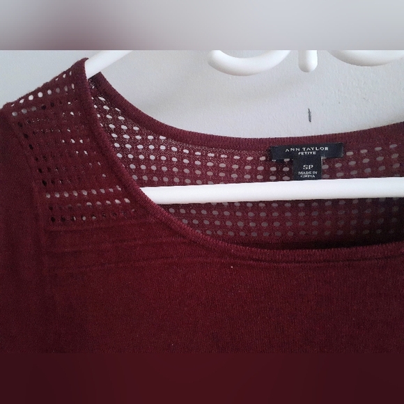 Ann Taylor burgundy peplum sweater - Picture 16 of 16
